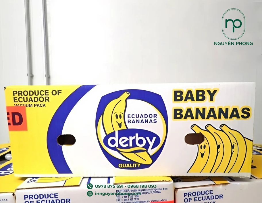 Mẫu thùng carton đựng chuối thiết kế vui nhộn